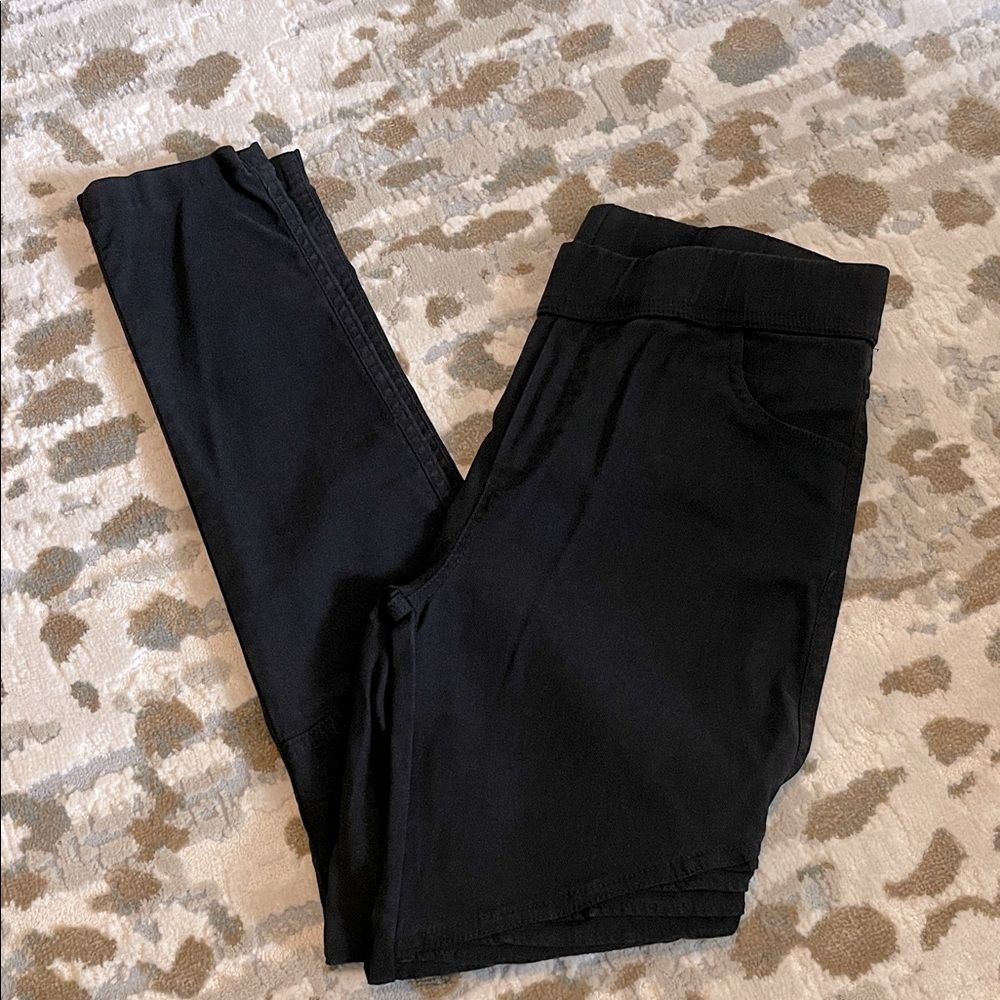 Amaryllis Black Moto Jeggings Medium Pull On Elastic Waist Ribbed Skinny Pants